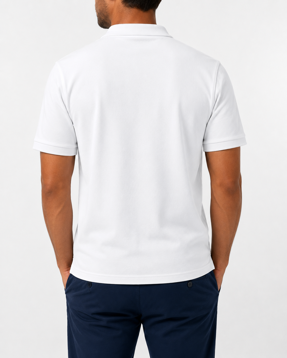 Polo-Neck White T-Shirt